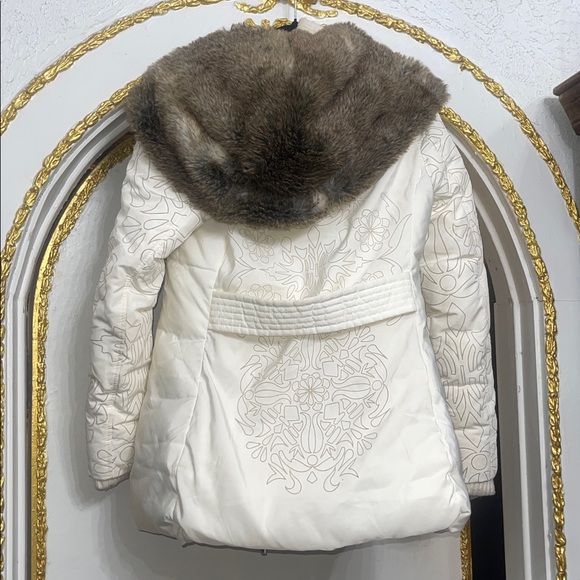 Desigual Puffer Coat Faux Fur Hood Cream Beige Size 36 | US 4-6 - Picture 8 of 8